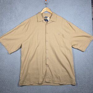 Trust Camp Shirt Mens Size 3X Beige‎ Regular Open Collar Linen Rayon Blend NWT